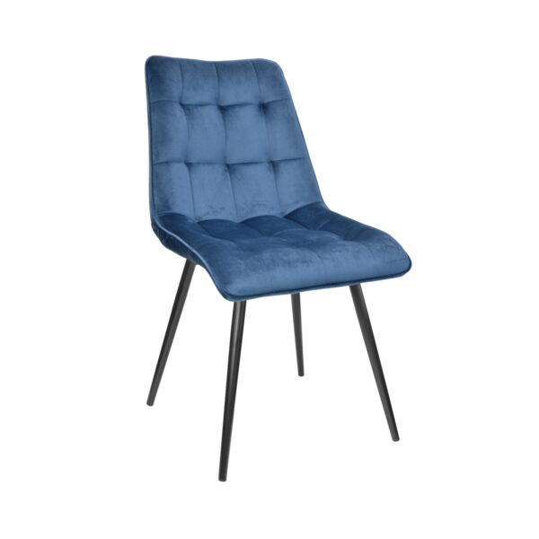 Scaun Capella Catifea Blue HLR 63+Black Legs Descoperă scaunul Capella Catifea Blue HLR 63, perfect pentru bucătăria ta! Cu un design elegant, picioare din metal rezistent și tapițerie din catifea moale, acest scaun aduce confort și frumusețe în interiorul casei tale. Disponibil și în alte culori.