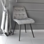 Capella (Hlr22) Velvet Grey + Black Legs Chair - Image 3