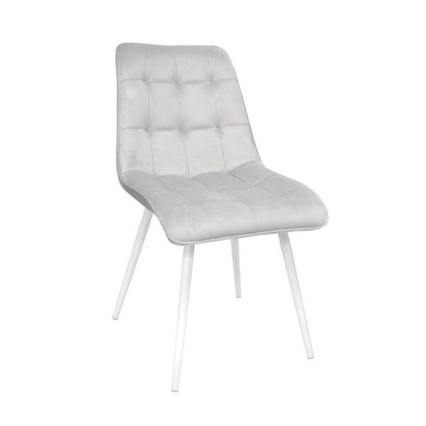 Capella (Hlr14) Velvet Grey + White Legs Chair 