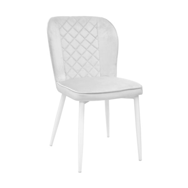 Tusk Velvet Grey + White Legs Chair 