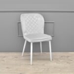 Tusk Velvet Grey + White Legs Chair - Image 3