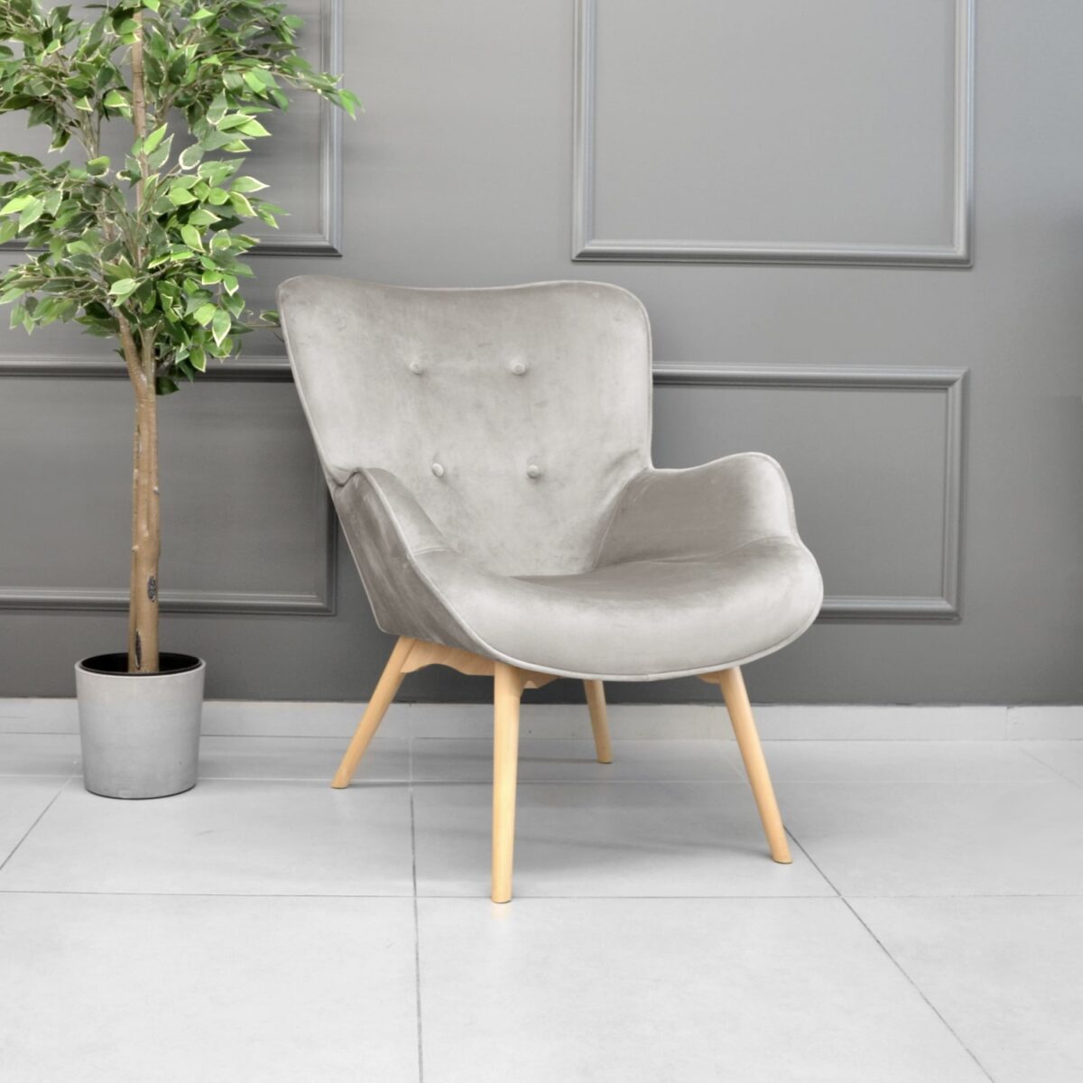 Leonard Velvet Camel Armchair - Image 4