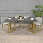 FRIDA Table Black Marble + Golden Legs 180×90 - Image 4