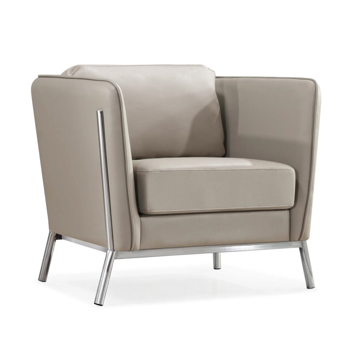 Salvador-1 Armchair – Camel Discover the Salvador-1 Camel armchair, a modern and elegant piece for your living room. With a simple and refined design, faux leather upholstery, and a stainless steel frame, it offers both comfort and style. Ideal dimensions for a contemporary decor. Order now!