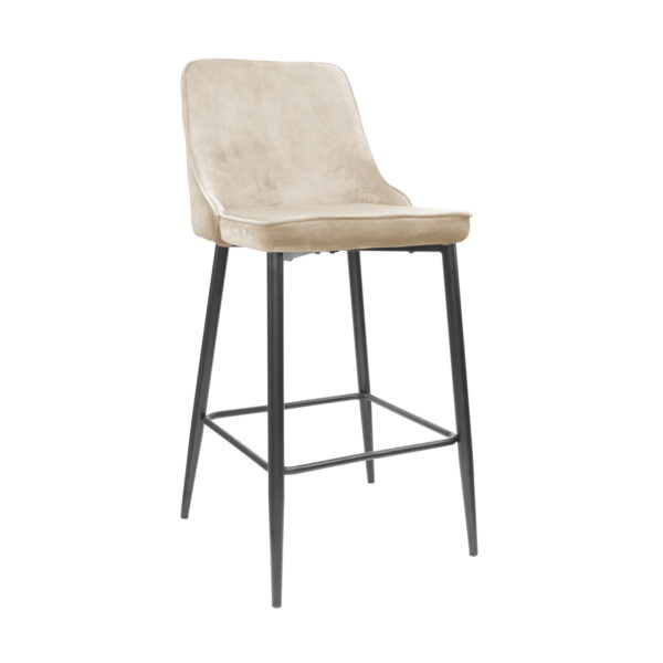 Classic Beige Bar Stool with Black Legs Discover the Classic Beige Bar Stool with Black Legs, ideal for a modern kitchen! With a durable metal frame and soft velvet upholstery, this elevated stool offers comfort and style. Available in multiple colors, it can hold up to 150 kg. Add an extra touch of elegance to your space!