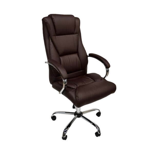 Office Armchair BX-3807 Brown Discover the BX-3807 Brown office chair, perfect for your comfort in the workspace. With a metal base, eco-leather upholstery, and an adjustable tilt mechanism, it offers optimal support and elegance. Ideal for modern offices!