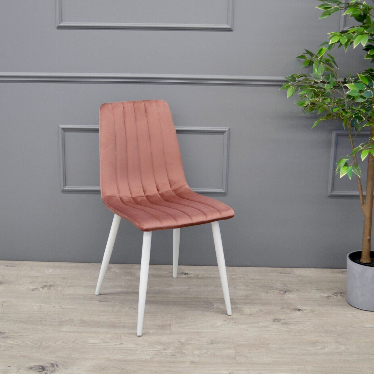 Dc-90 (N44) Rusty Velvet + White Legs Chair - Image 4