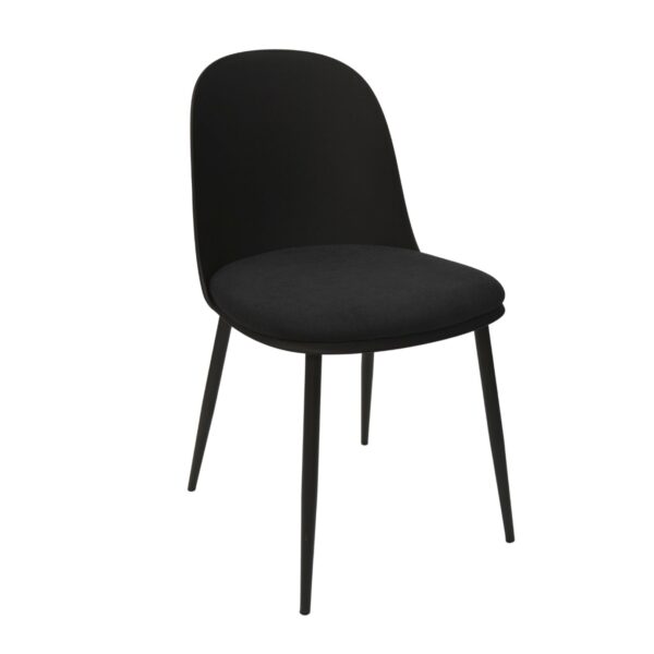 Fox Black Chair Discover the Fox Black chair, perfect for your kitchen! With a modern design and a seat made of soft fabric, this chair features sturdy metal legs. Its height of 80 cm and width of 45 cm make it ideal for your comfort. Transform your kitchen into the heart of your home!