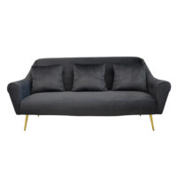 Диван GLORIOSA 3 Black Диван GLORIOSA 3 Black – это элегантная мебель, сочетающая прочность фанеры и комфорт полиуретановой пены. Обивка из бархата и металлические ножки в золотистом цвете придают роскошь. Идеально впишется в офис или дом, обеспечивая комфорт и стиль.