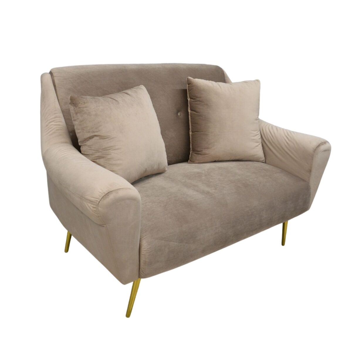Диван GLORIOSA 2 Light Brown Диван GLORIOSA 2 Light Brown - это роскошный двухместный диван, соединяющий элегантность и комфорт. Обивка из бархата, прочный корпус из фанеры и металлические ножки с золотистым покрытием делают его идеальным выбором для вашего интерьера. Преобразите пространство с GLORIOSA!