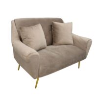 GLORIOUS 2 Sofa Light Brown Discover the GLORIOSA 2 sofa, featuring a sophisticated and elegant design, perfect for any interior. The luxurious velvet finishes and the metal frame provide comfort and durability. Ideal for the living room or office, this sofa will transform your space!