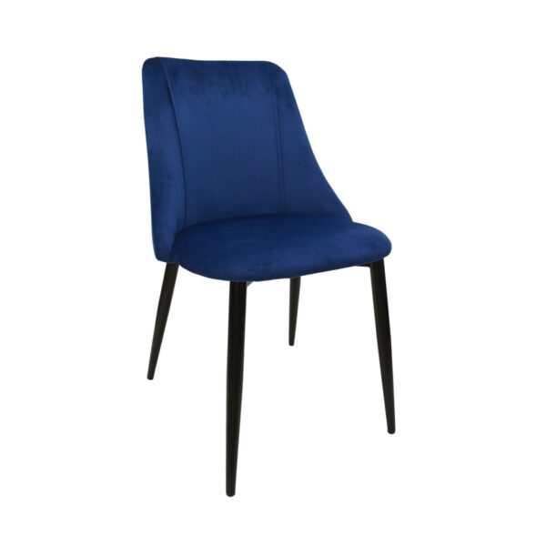 Стул Ari Dark Blue Black Legs Преобразите свою кухню с очаровательным стулом Ari в темно-синем цвете! Мягкий бархат и прочные металлические ножки обеспечивают комфорт и долговечность. Идеальный выбор для стильного интерьера. Доступно в разных цветах. Высота 81 см, ширина 50 см.