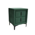 Carla Green Nightstand Enhance your bedroom with the Carla Green nightstand, which adds a touch of elegance and sophistication. Upholstered in fine velvet and equipped with two spacious drawers, it is the perfect choice for a stylish interior. Dimensions: 60 cm height, 47 cm width, and 41 cm depth.