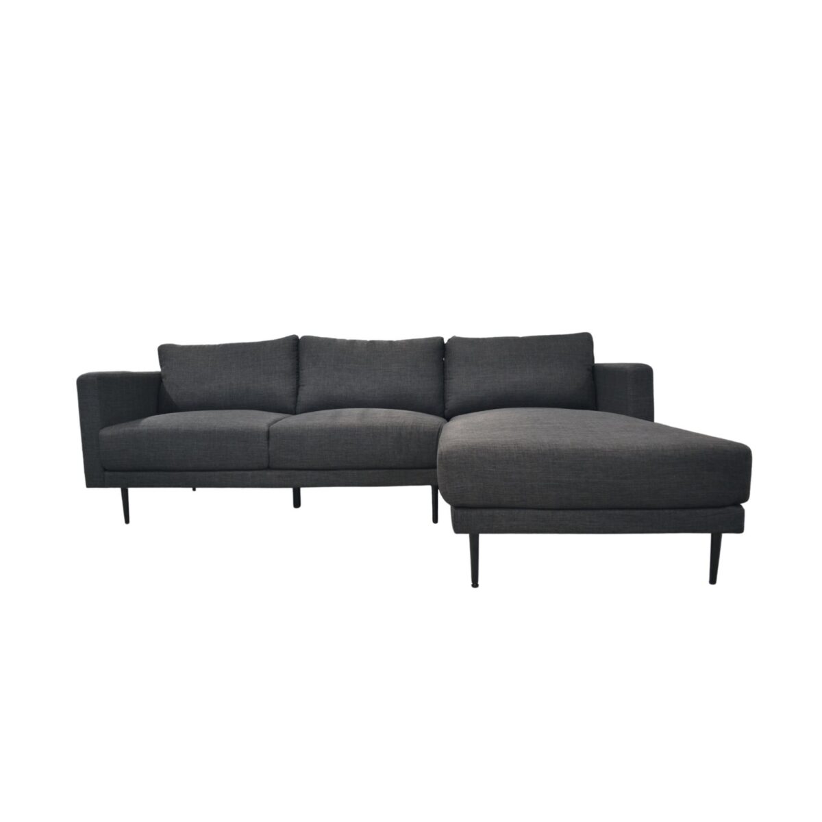 Era Right Sofa Dark Grey Discover the Era Right Dark-Grey Sofa, a modern and comfortable couch ideal for 3-4 people. Perfect for the living room, featuring removable cushions and metallic legs, this sectional sofa adds a touch of style and comfort to any space.