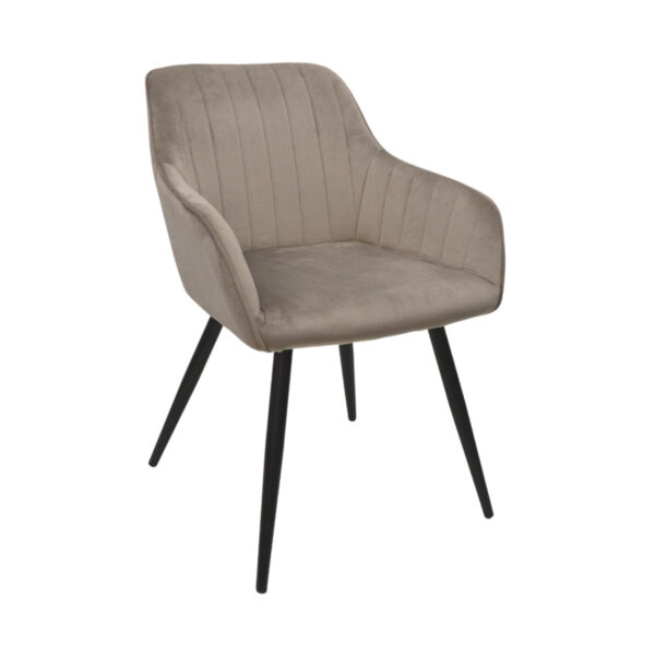 Стул Iris Beige Black Legs Стул Iris Beige с черными ножками — это идеальное сочетание комфорта и стиля для вашей кухни. Мягкий бархат, корпус из фанеры и металлические ножки обеспечивают долговечность и уют. Доступен также в сером, голубом, кирпичном и пудровом цветах.