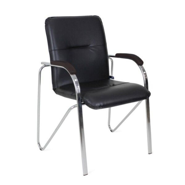 SAMBA Chrome V-4 Black Office Chair Enhance your office with the SAMBA Chrome V-4 Black office chair. Its sleek design, chrome-plated steel legs, and eco-leather upholstery provide comfort and style. Also available in other colors!