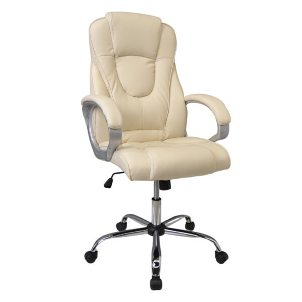Office Armchair BX-0050 Beige Discover the BX-0050 office chair in beige, perfect for your comfort! Made of chrome-plated steel, plywood, and polyurethane foam, with an adjustment mechanism, it offers optimal support and relaxation while you work. Ideal for offices!