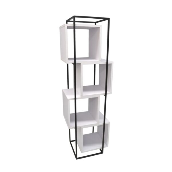 Cubus White Shelf Transform your office with the Cubus White Shelf, perfect for storage in work spaces or at home. Made from durable metal and laminated particle board, this shelf features 4 open shelves and dimensions of 50 cm in width, 36 cm in depth, and 160 cm in height. Also available in other colors!
