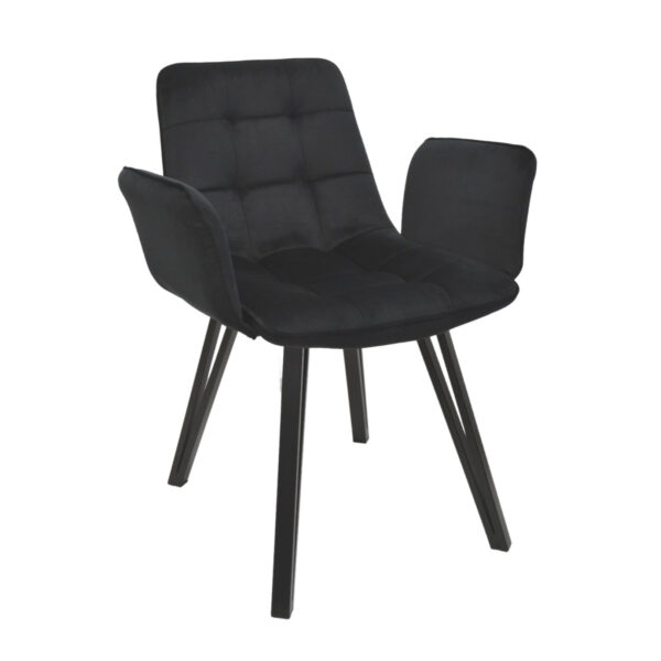 Chair Dc-18 Black Enhance your kitchen with the elegant and comfortable DC-18 Black chair! Made from plywood and polyurethane foam, upholstered in fine velvet, this modern chair adds style and functionality. Also available in other colors!