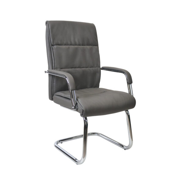 Chair Office F-81l Grey Discover comfort at the office with the F-81L chair in gray. Made from chrome-plated steel and upholstered in eco-leather, it offers adjustable height and a modern design. Ideal for any workspace! Also available in black. Choose quality!