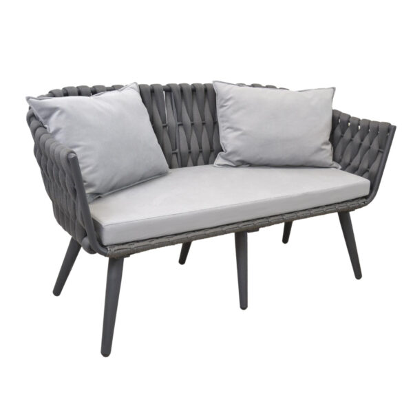 Elize Grey Terrace Sofa Discover the Elize Grey Terrace Sofa, a perfect blend of comfort and elegance for your garden. With a modern design and quality materials, this sofa offers a weight capacity of 200 kg. Ideal for relaxing moments on the terrace!