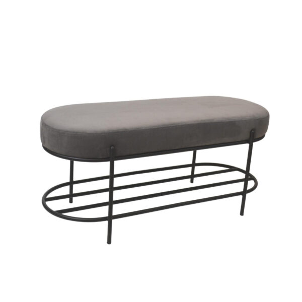 Otto Dark Grey Entrance Bench Discover the Otto Dark Grey Hall Bench, an elegant accessory for your living room. Made from plywood and polyurethane foam, upholstered in velvet, it combines comfort with modern design. Available to order in a diverse palette of colors.
