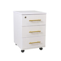 Комод Rollbox White/Gold Комод Rollbox White/Gold – идеальное решение для вашего офиса или спальни. Этот стильный и функциональный комод с 3 ящиками изготовлен из качественного ламинированного ПВХ и оснащён удобными колёсами с тормозом. Сделайте свой интерьер более удобным!