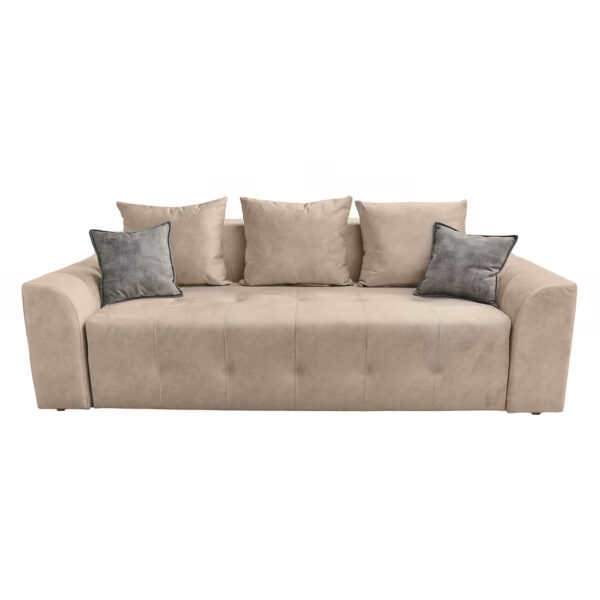 Francesca Extendable Sofa Discover the Francesca extendable sofa, elegant and comfortable, featuring a storage compartment and decorative cushions. Ideal for your living room, it easily transforms into a bed measuring 155 x 190 cm, combining style with functionality. Choose comfort and modern design!