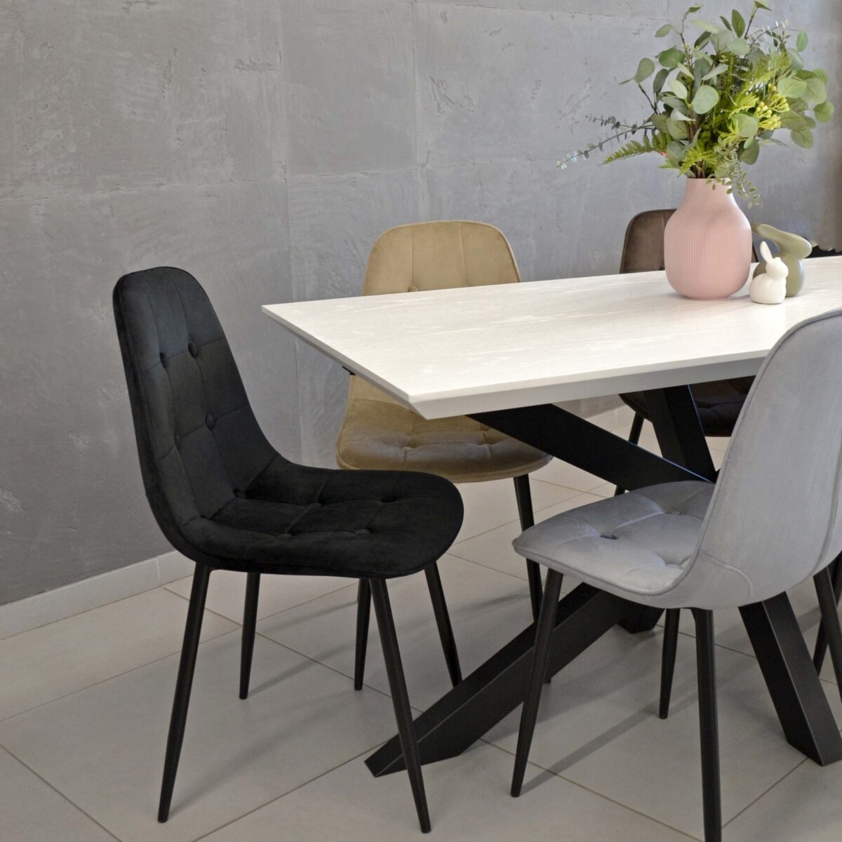 Chair M-01-3 (Hlr-21) Velvet Dark Grey + Black Legs - Image 2