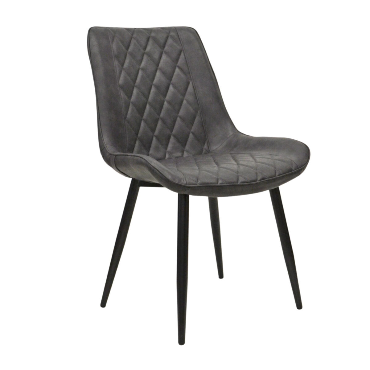 Hans (Cosy16) Eco-Leather Dark Grey + Black Legs Chair