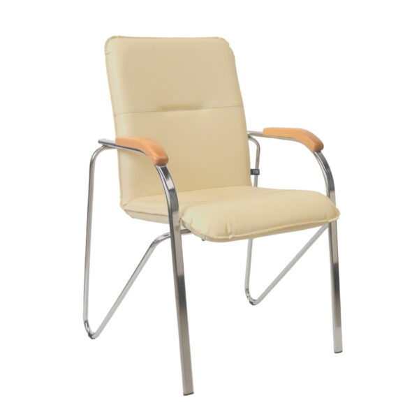 SAMBA Chrome V-18 Beige Office Chair Discover the comfort offered by the SAMBA Chrome V-18 Beige office chair. Made from metal, plywood, and polyurethane foam, with eco-leather upholstery, this stylish chair will transform your office. Also available in black. Choose comfort!