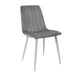 Dc-90 (N20) Dark Grey Velvet + White Legs Chair