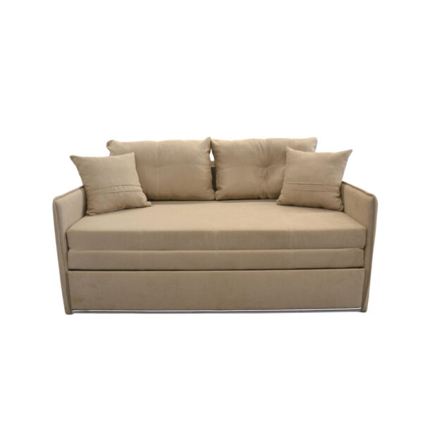 Orion 1600 Beige Extendable Sofa Discover the Orion 1600 Beige extendable sofa, perfect for your living room! With an elegant design and enhanced comfort, it comes with decorative cushions, a storage compartment, and easy transformation into a bed measuring 160x190 cm. Ideal for relaxation!