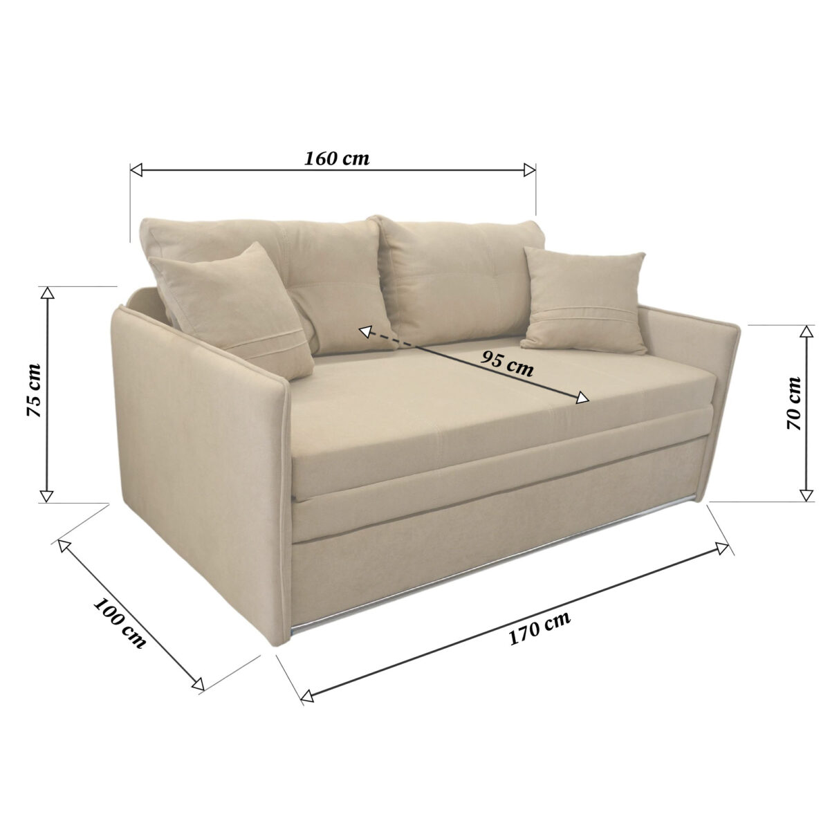 Orion 1600 Beige Extendable Sofa - Image 10