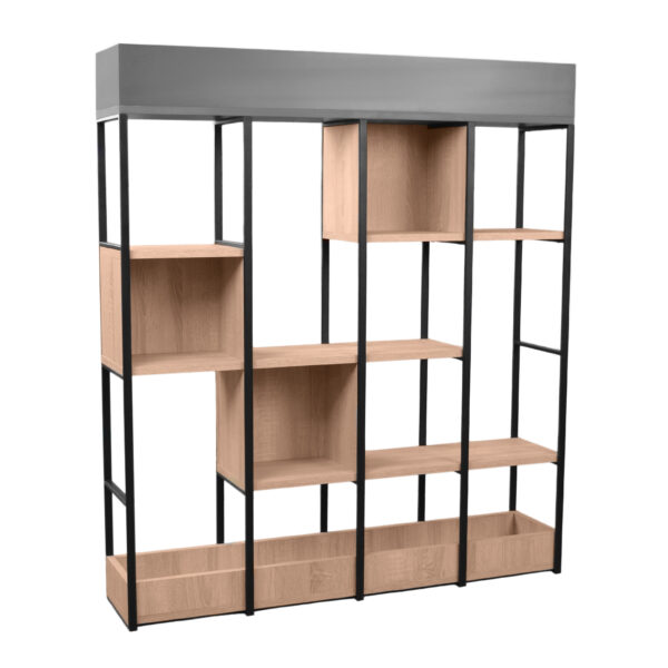 Shelf Terra 120 Discover the Terra 120 Shelf, perfect for an office or home. With a sturdy metal structure and 5 open shelves, it offers functional and aesthetic storage solutions for office supplies and essentials. Ideal dimensions: 120 cm in length, 25 cm in depth, 132 cm in height.