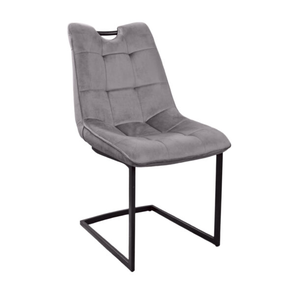 Comfort Chair Hlr21 Grey Discover the Confort Hlr21 chair in gray, perfect for kitchen furniture. Built from plywood and polyurethane foam, upholstered in velvet, and featuring metal legs, this chair offers comfort and elegance. Ideal for any kitchen!