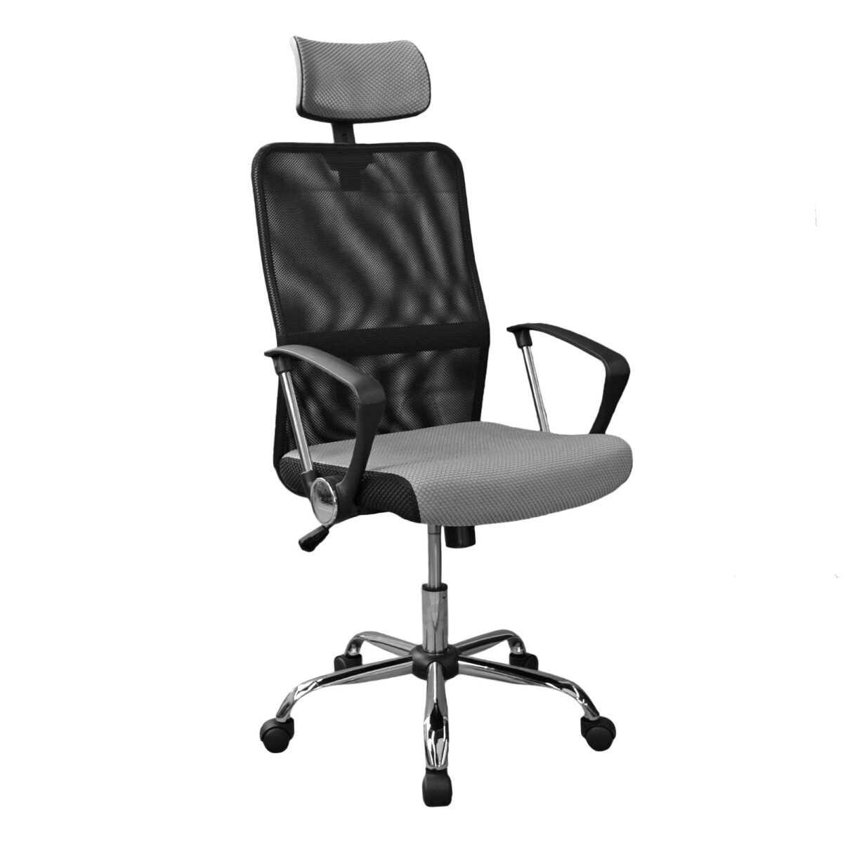Office Armchair 6020-12 Grey Discover the 6020-12 Grey office armchair, perfect for productive work and comfort. With chrome metal and nylon arms, a plywood seat, and foam padding, you'll love it! Height adjustable and equipped with a tilt mechanism, it's ideal for any office. Choose comfort!
