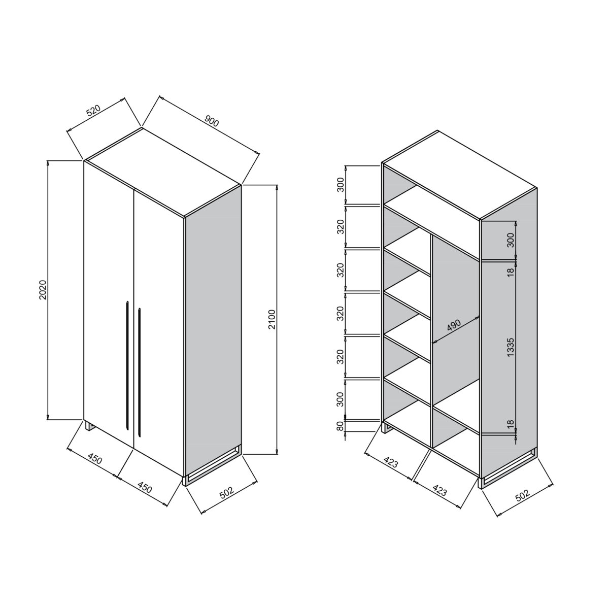 90 Clothes Cabinet (Shelf) - Image 8