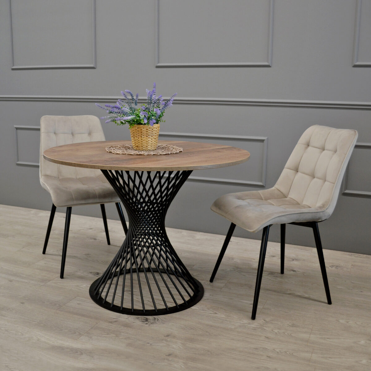 Capella Chair Beige Velvet HLR9 + Black Legs - Image 2