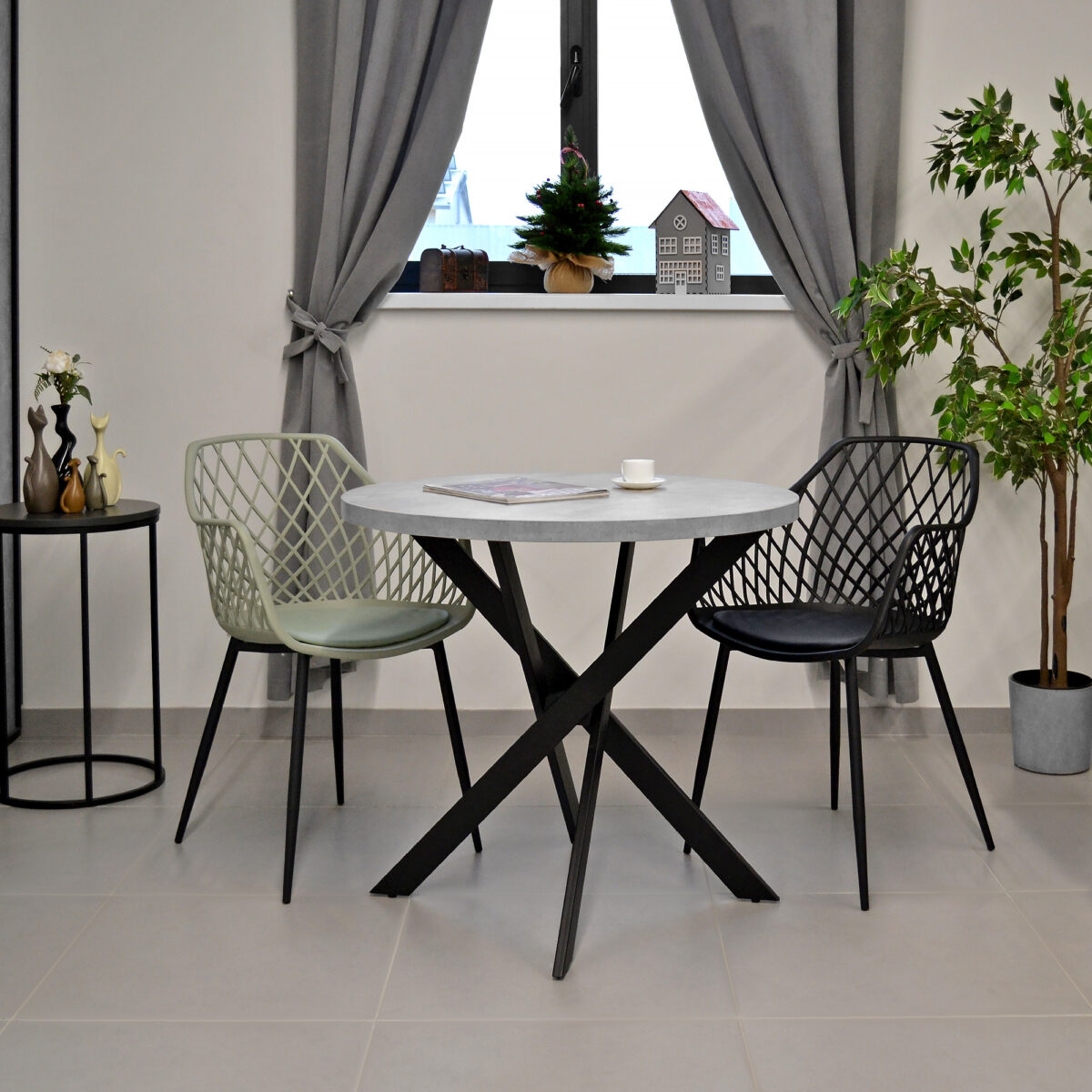 Chair SL-7019 Eco-Leather Green Chair + Black Legs - Image 2