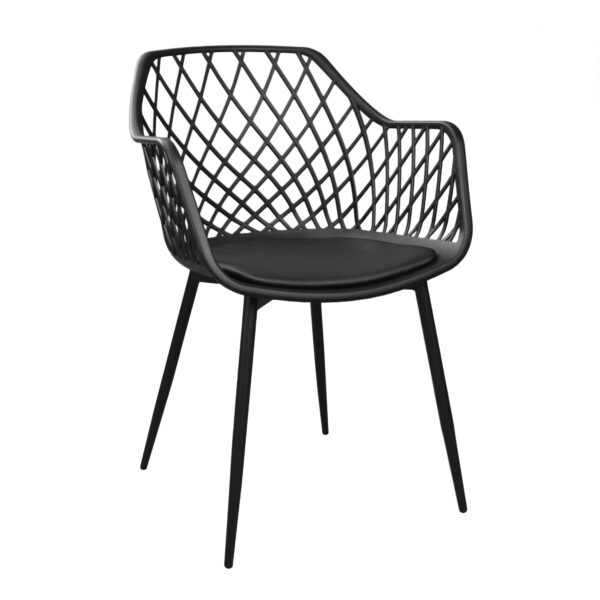 Chair SL-7019 Eco-Leather Black + Black Legs Discover comfort and style with the SL-7019 Eco-Leather Black chair! Ideal for both indoor and outdoor use, this UV-resistant chair features a simple design with metal legs and floor protectors. Perfect for Horeca, kitchen, or patio furniture.