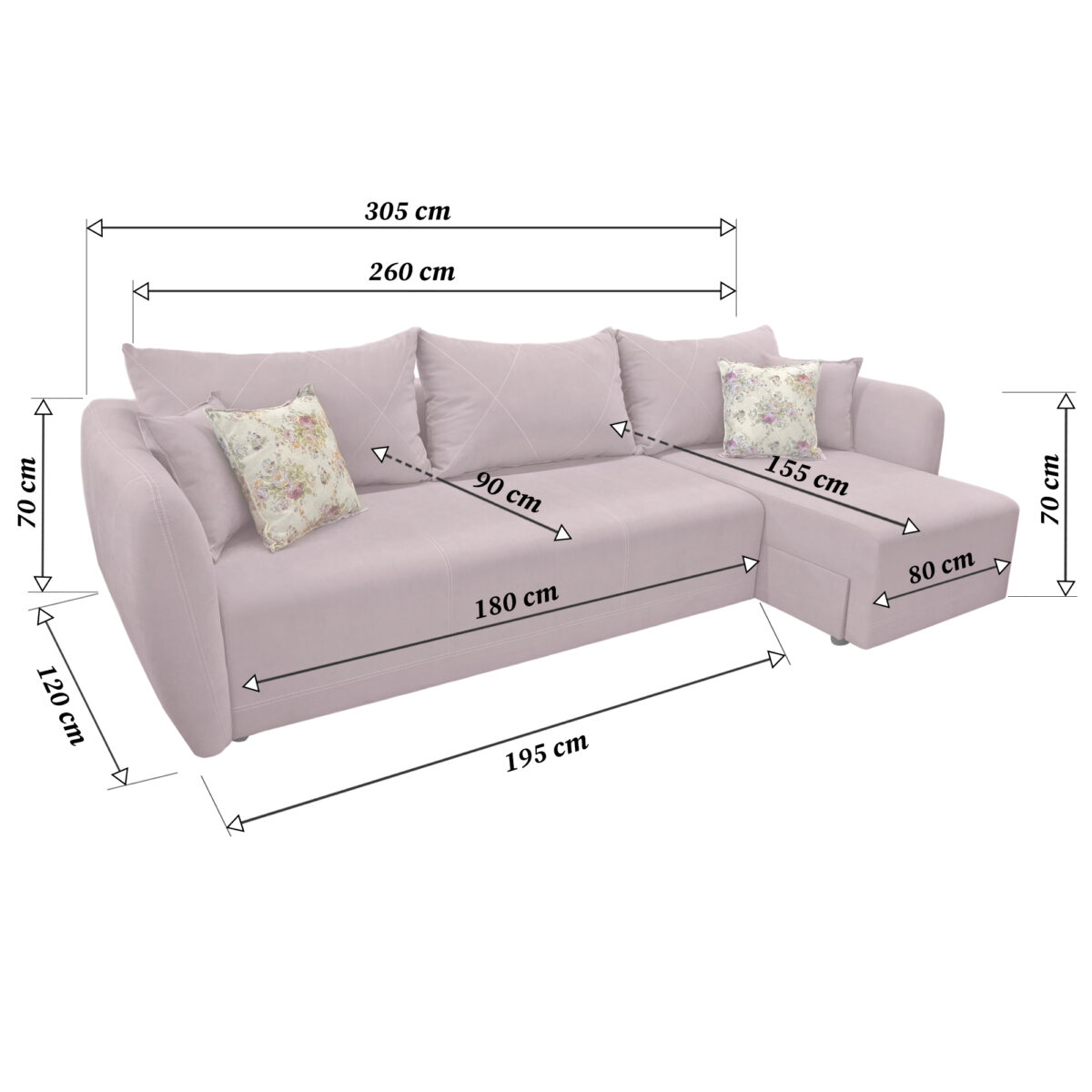 Milan Pink Convertible Sofa - Image 9