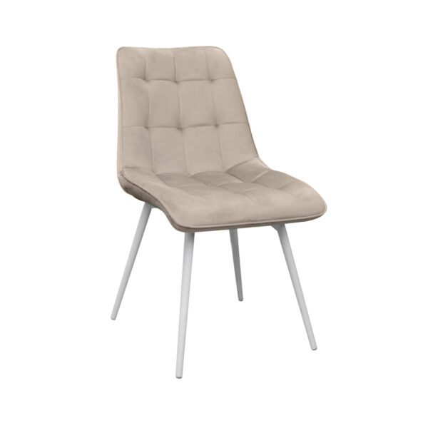 Capella (Hlr9) Camel Velvet + White Legs Chair