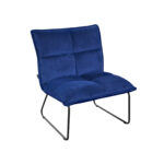 Bronx Blue Armchair Discover the Bronx Blue armchair, perfect for adding a touch of elegance and comfort to your space. With a modern design made of plywood and velvet, and durable metal legs, this armchair is ideal for the office or living room. Also available in black and green color options.