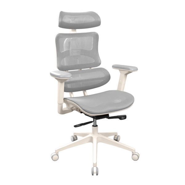 Office Armchair CM-B137AW-4 Grey-White Enhance your productivity with the CM-B137AW-4 office chair in shades of gray and white. It features a metal and plastic construction, upholstered in acrylic mesh, with adjustable mechanisms for optimal comfort. Ideal for work, it provides lumbar support and adjustable 3D armrests.
