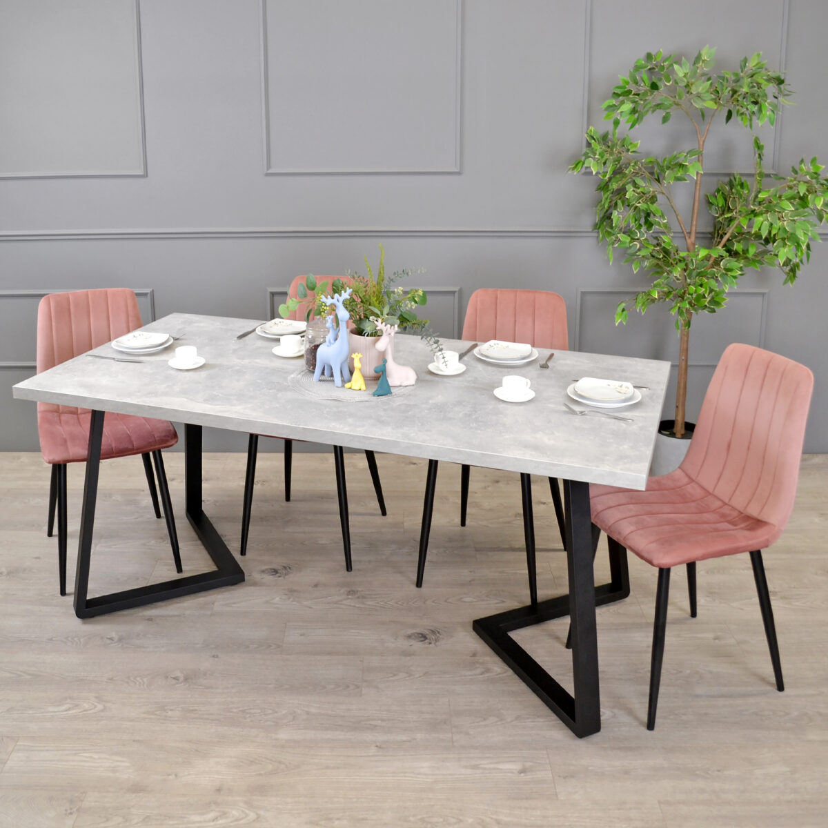 Masă FRIDA Beton+Black Legs 180×90 — изображение 2