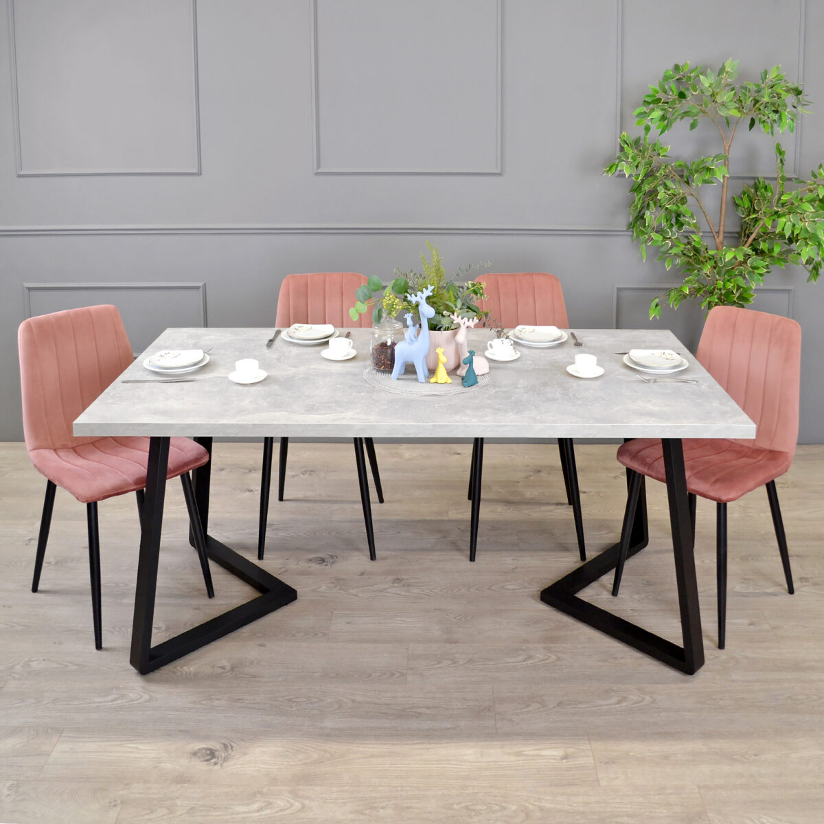 Masă FRIDA Beton+Black Legs 180×90 — изображение 4