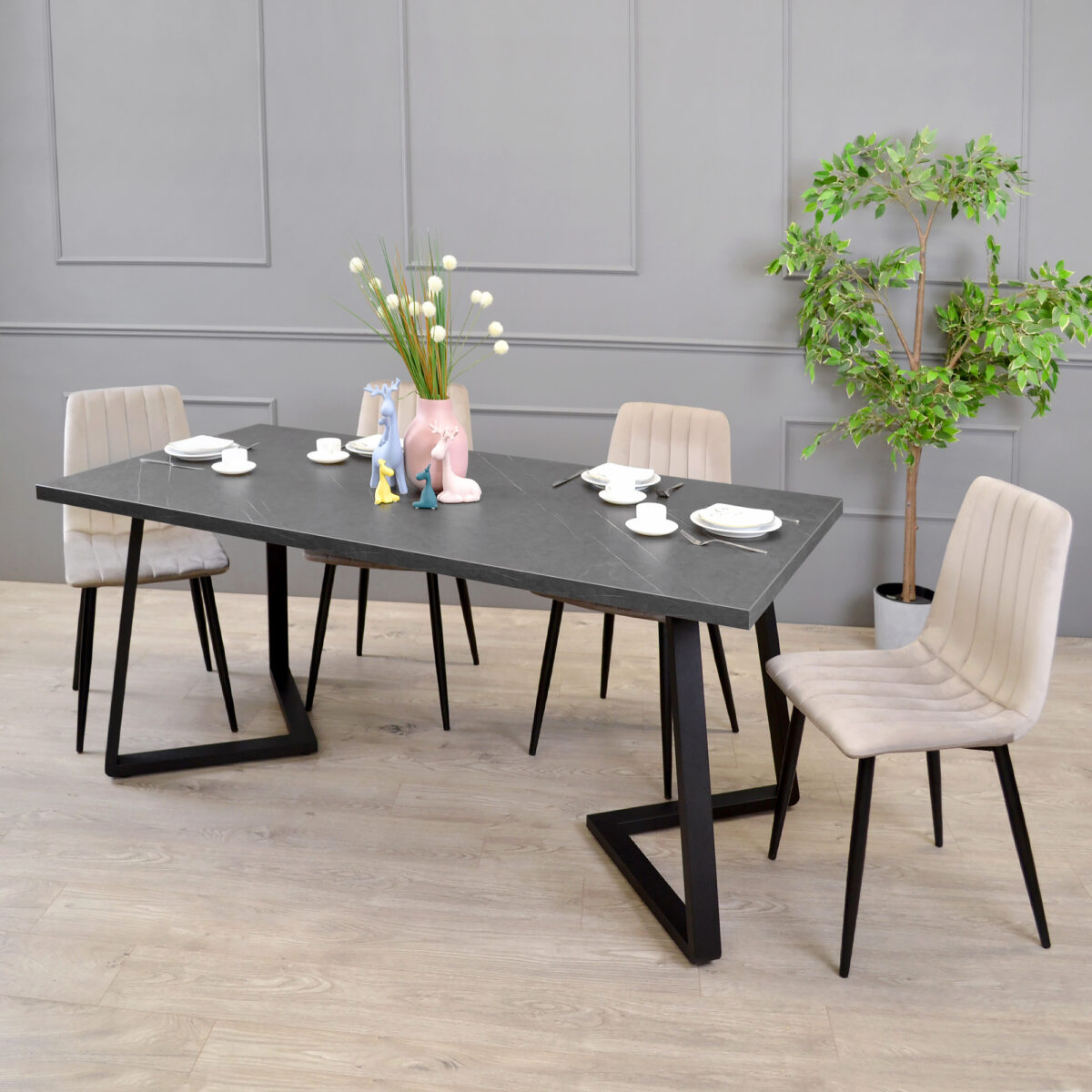 FRIDA Table Black Marble + Black Legs 180×90 - Image 2