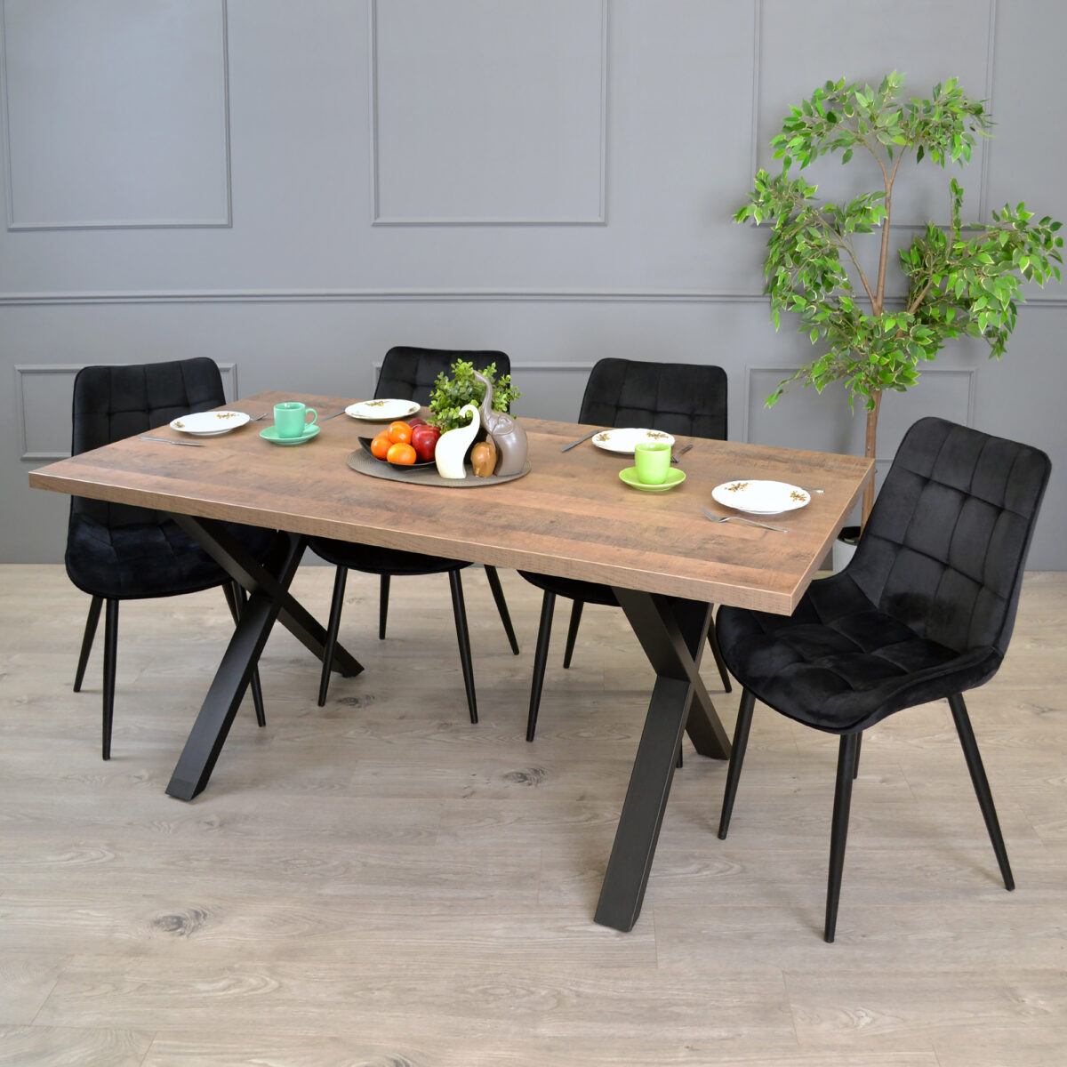 HANS Chair (Hlr66) Velvet Black + Black Legs - Image 4