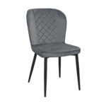 TUSK Chair Velvet Dark Grey + Black Legs